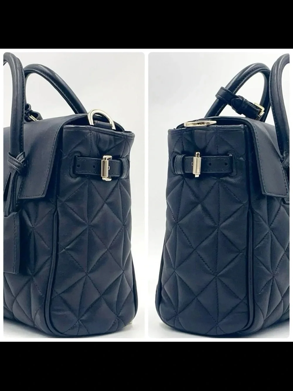 Mulberry Black Quilted Leather Satchel with Gold Hardware